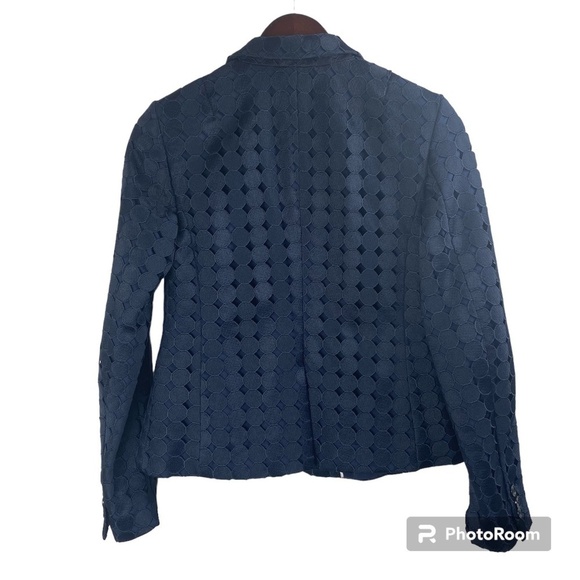 BANANA REPUBLIC Blazer Eyelet Lace Navy Blue- Size 0 - Picture 3 of 8